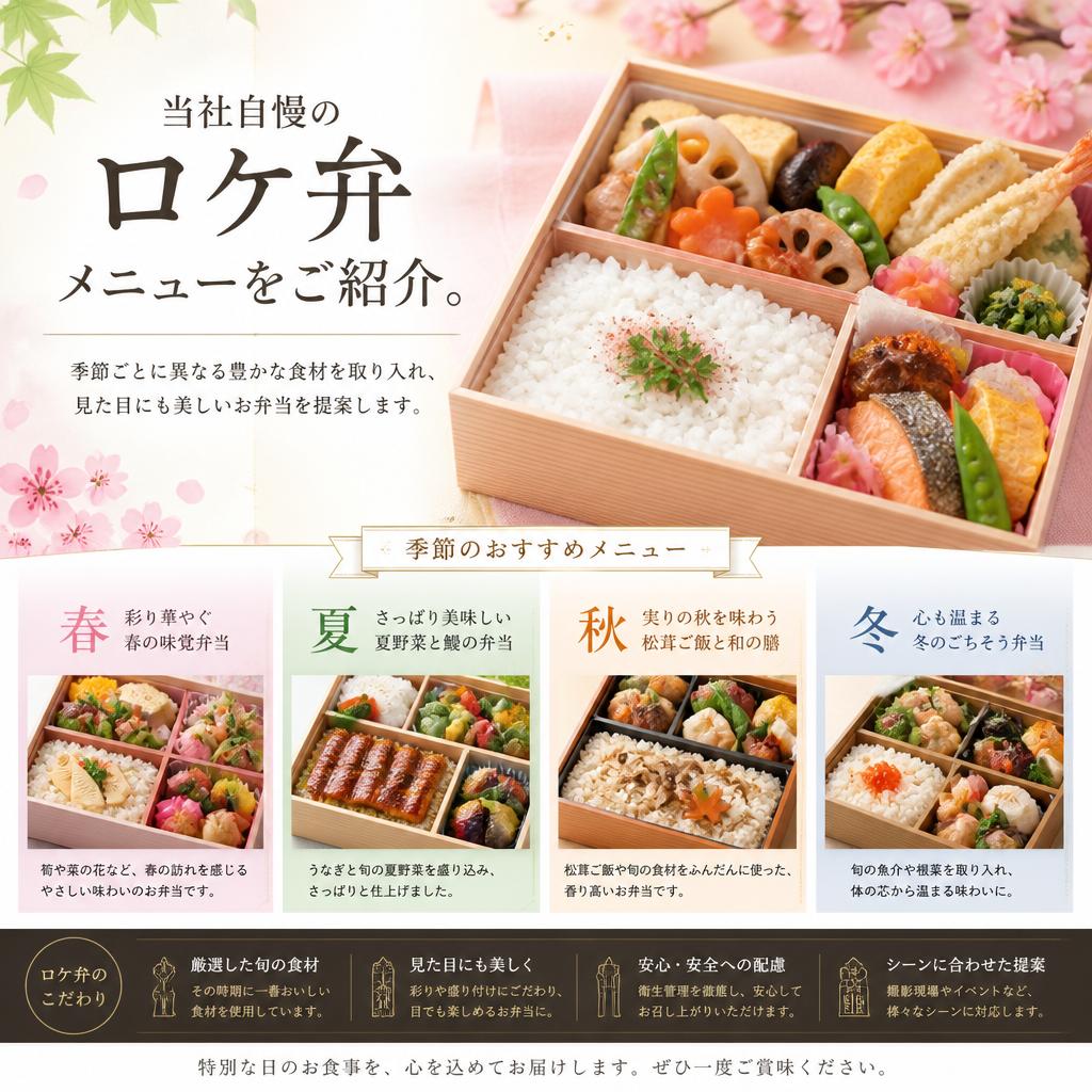 旬の食材を使用した極上ロケ弁