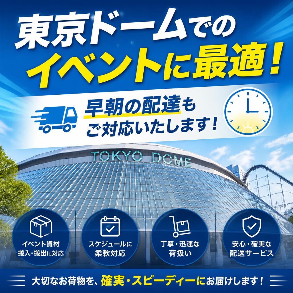東京ドームでのイベントに最適！早朝の配達もご対応いたします！